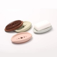 2 in 1 Flexible Bathroom Silicone Soap Dish Storage Holder Soapbox Plate Tray Box cleaning Brush